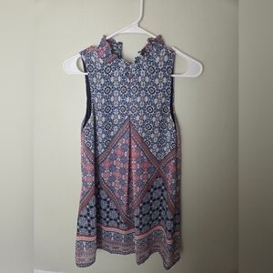 Speechless Navy & Coral Floral Mock-Ruffle Tank Dress